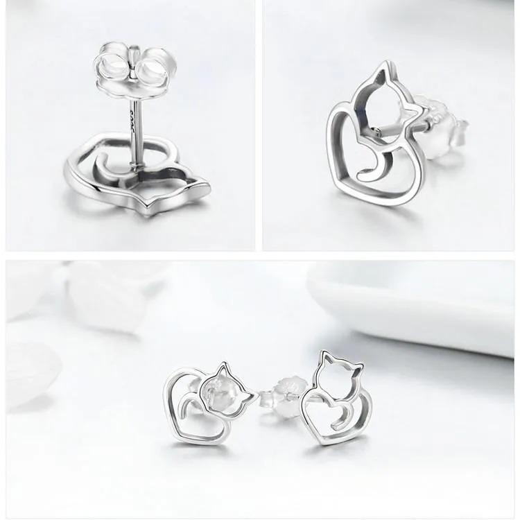 Cat Jewelry Sterling Silver-SET Ring/Necklace/Earrings for the Cat Lovers in Your Life (maybe YOU?)