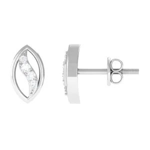 Certified Zircon Gold Petal Stud Earrings in Pave Setting