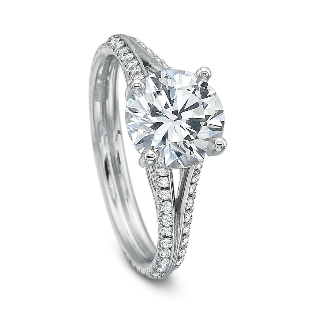 Classic Diamond Engagement Ring with Split Diamond Band