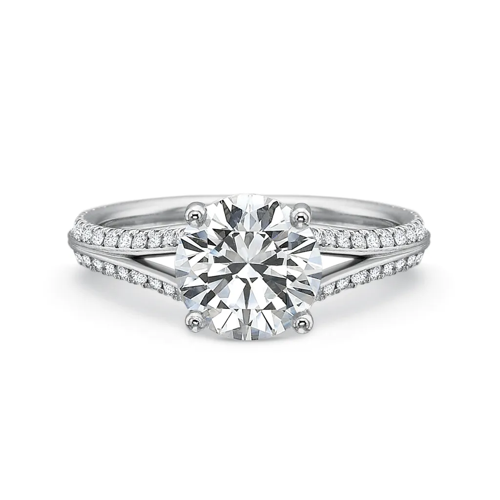 Classic Diamond Engagement Ring with Split Diamond Band