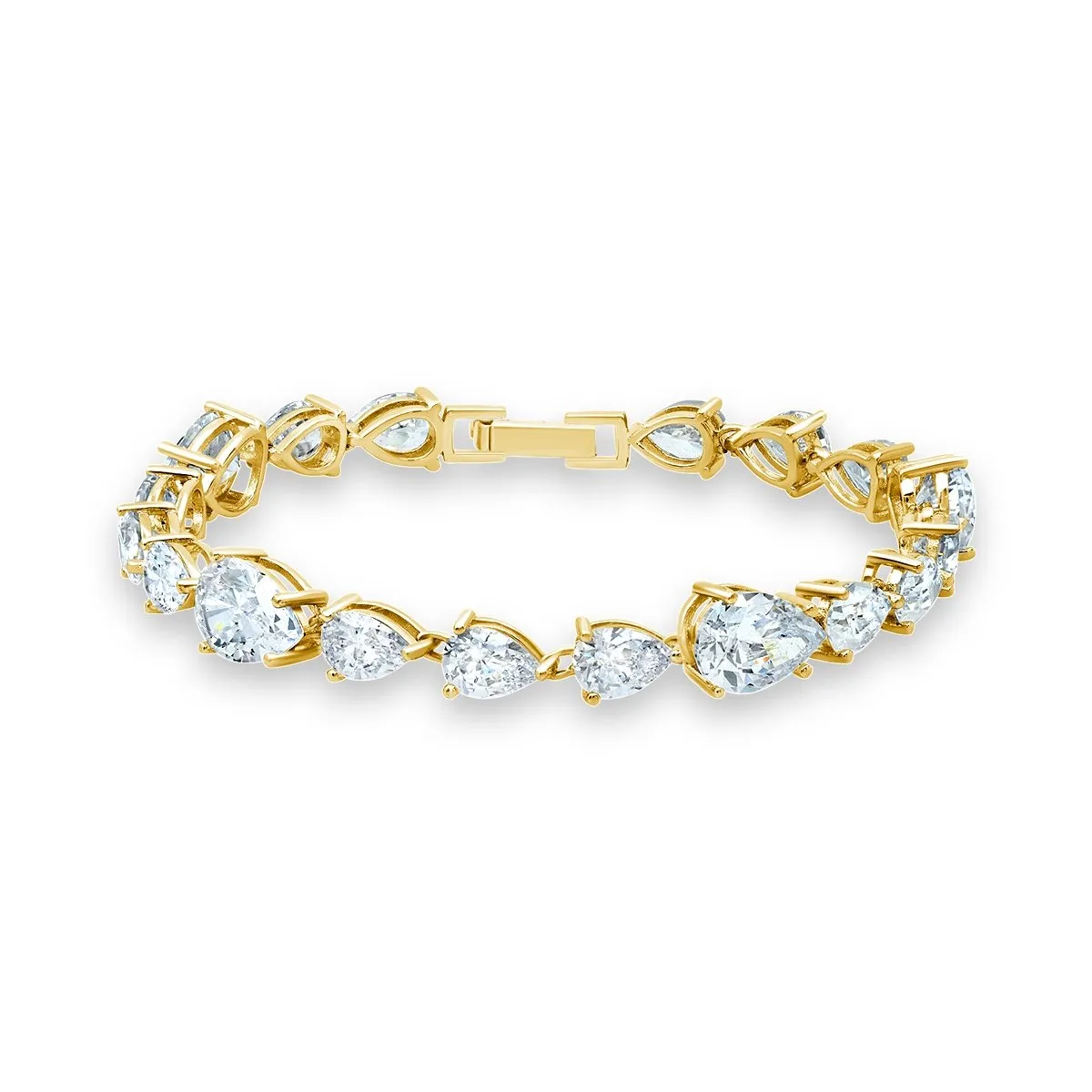 Classic Pear Tennis Bracelet Finished in Yellow Gold Sale