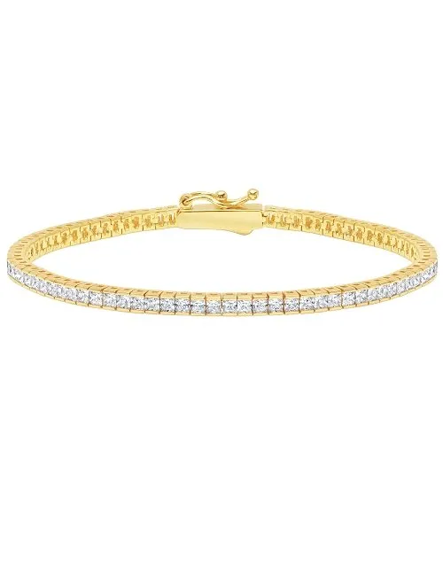 Classic Small Princess Tennis Bracelet Finished in 18kt Yellow Gold