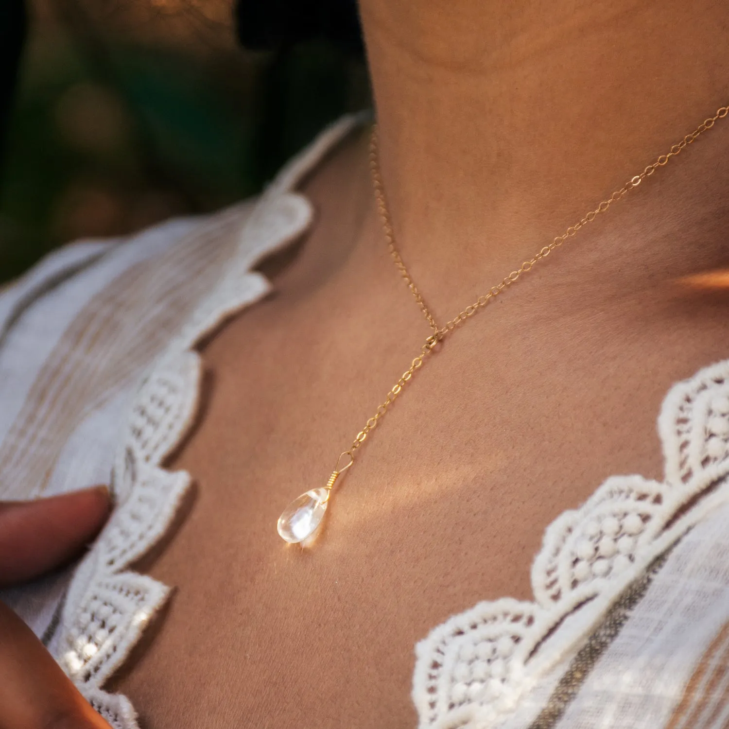 Clear Quartz Lariat Necklace