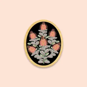 Coral Banksias Wooden Brooch