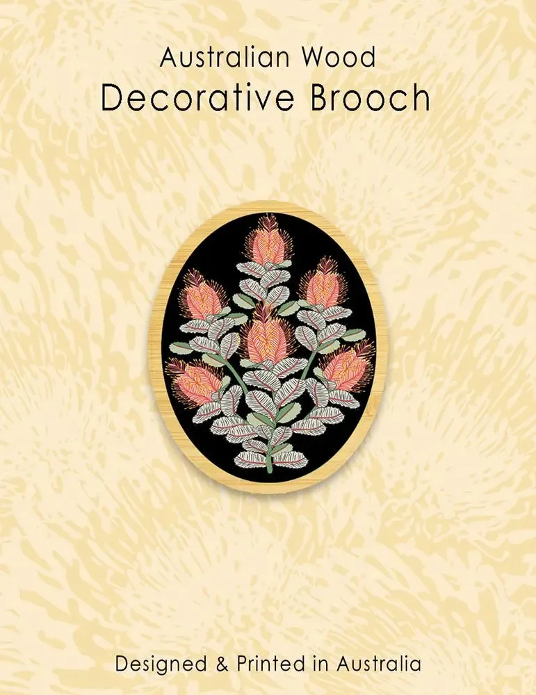 Coral Banksias Wooden Brooch