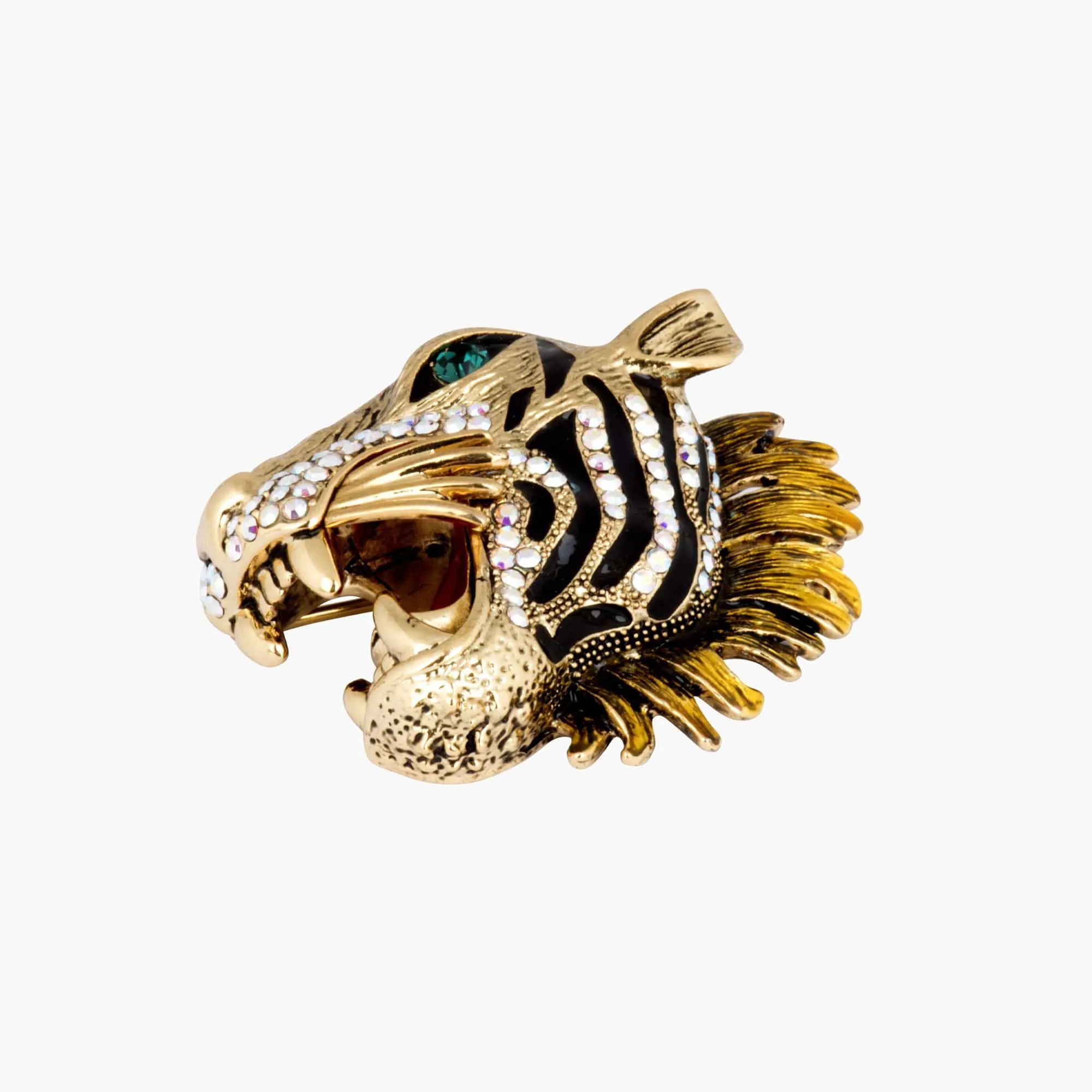 Crystal Roaring Tiger Brooch