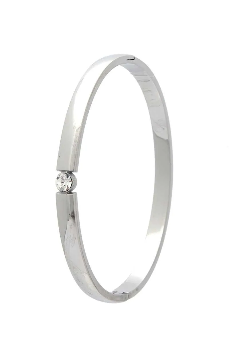 Cubic Zirconia Stainless Steel Bangle