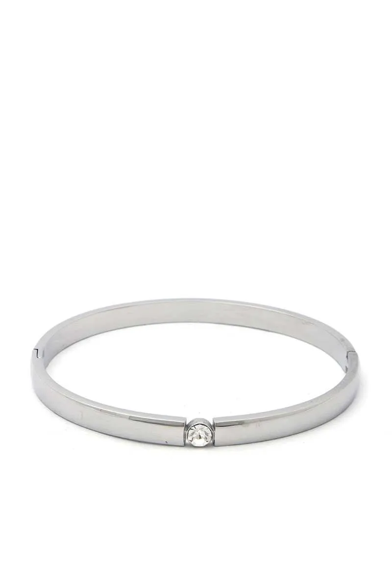 Cubic Zirconia Stainless Steel Bangle