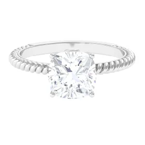 Cushion Cut Cubic Zirconia Solitaire Engagement Ring