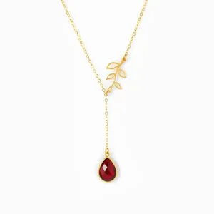 Custom Lariat Birthstone Small Branch Necklace