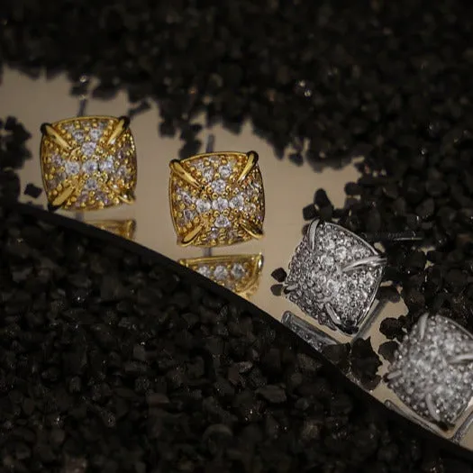 Dazzling Zircon Square Stud Earrings