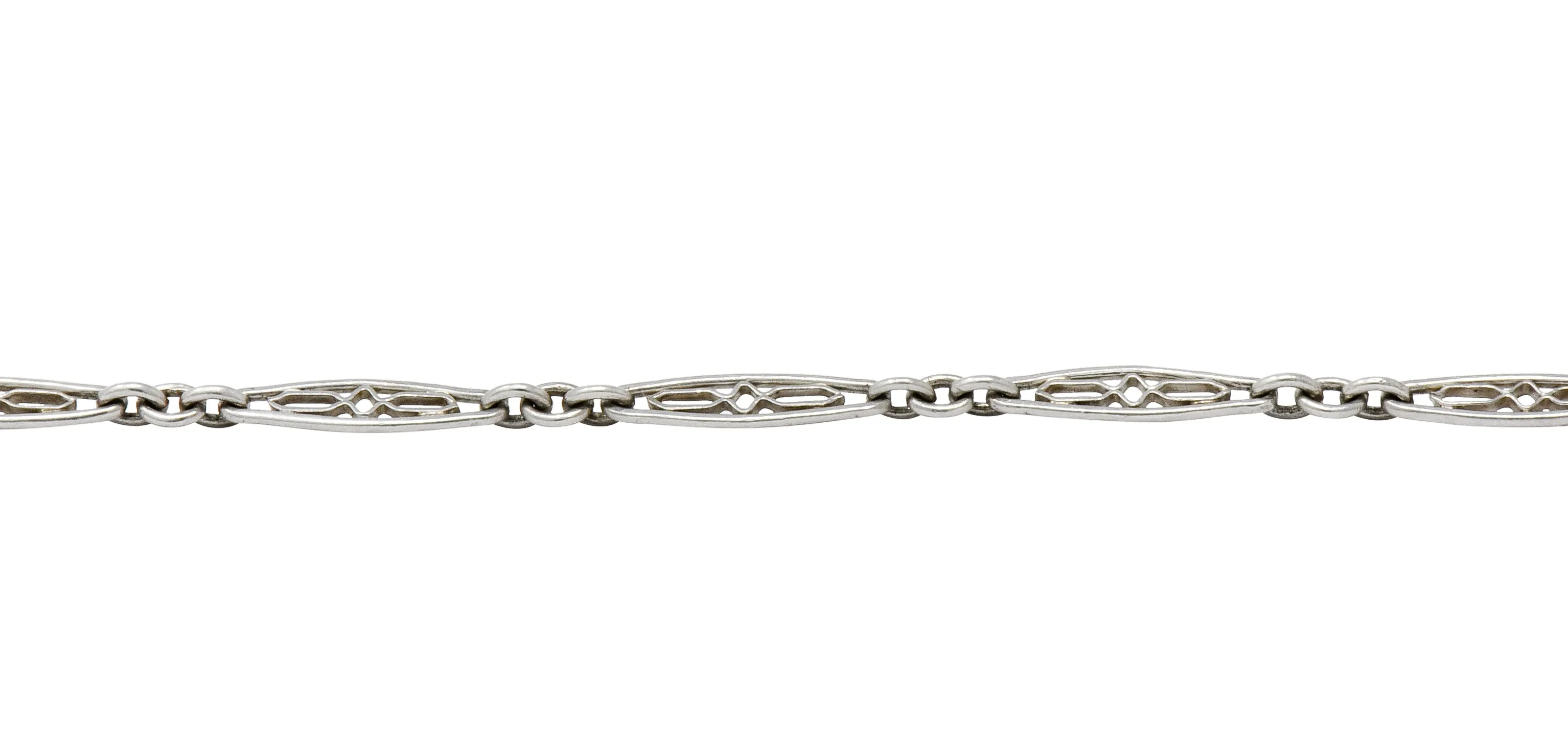 Delicate Art Deco Platinum Filigree Link Bracelet