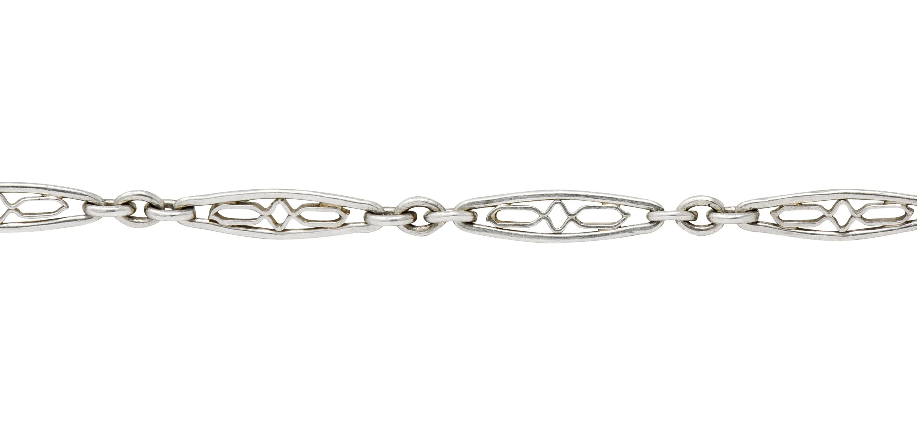 Delicate Art Deco Platinum Filigree Link Bracelet