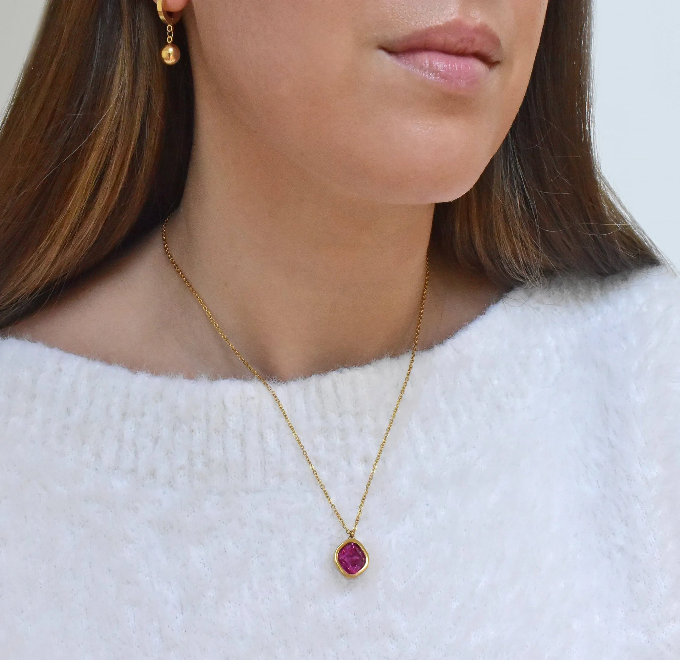 DESIREE RUBY BIRTHSTONE PENDANT NECKLACE - JULY