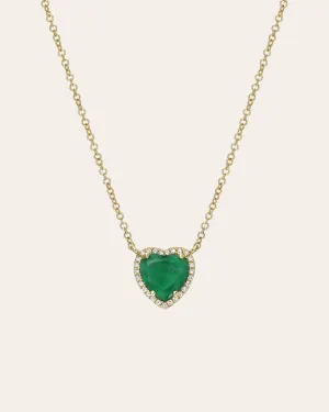 Diamond Emerald Heart Necklace