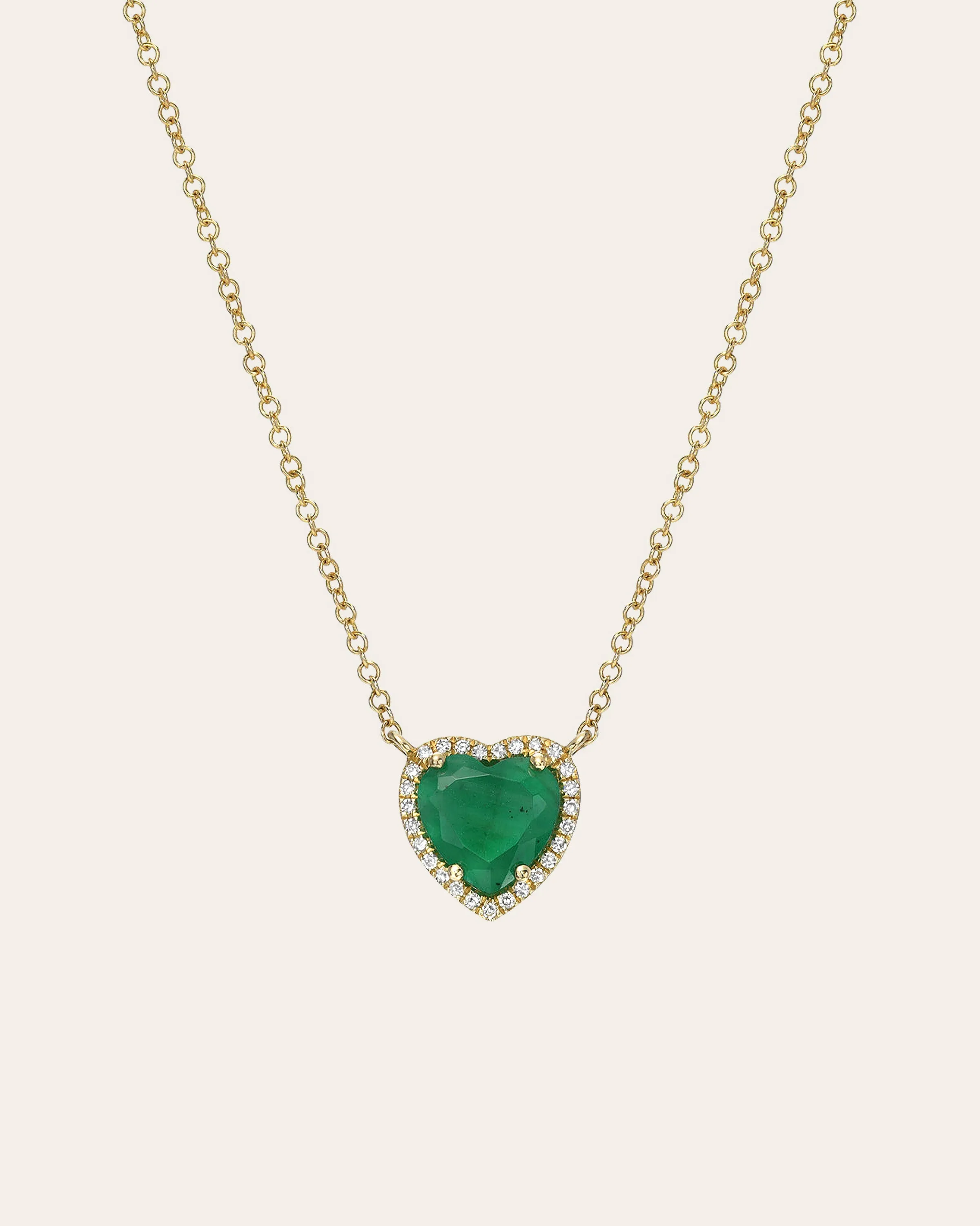 Diamond Emerald Heart Necklace