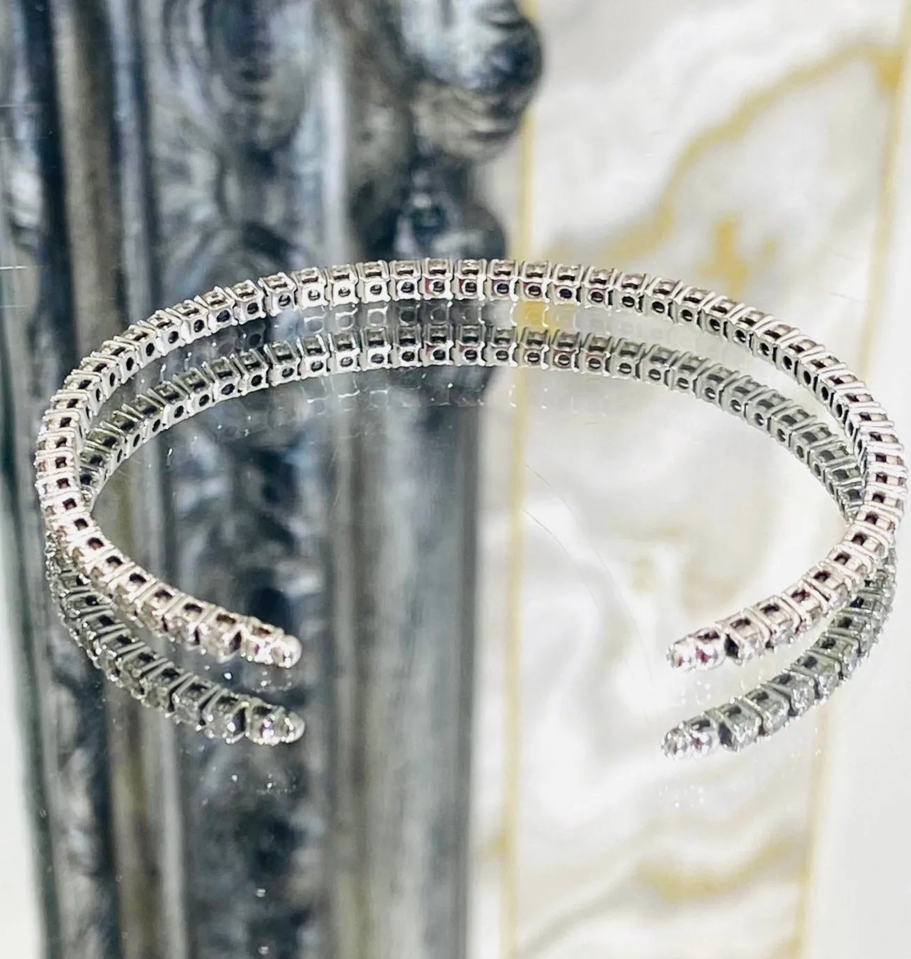 Diamond Tennis Bangle In Platinum