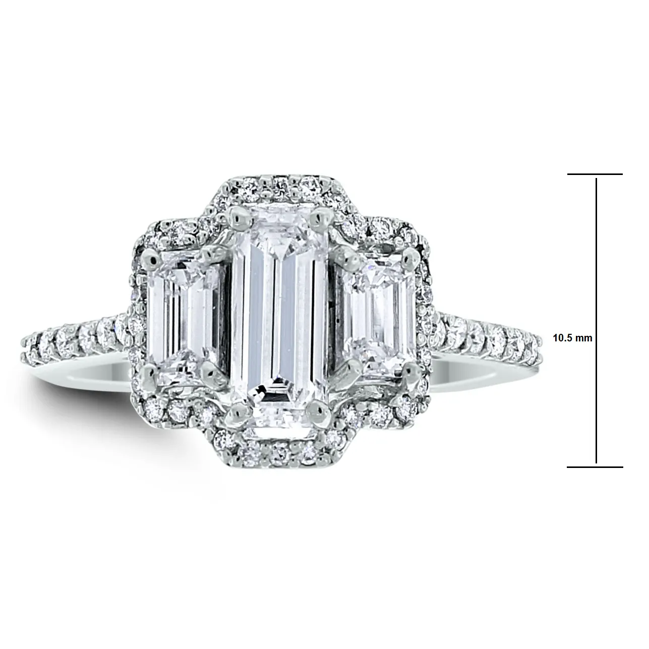 Diana Engagement Ring (0.82 ct Emerald Cut IVVS Diamond) in White Gold