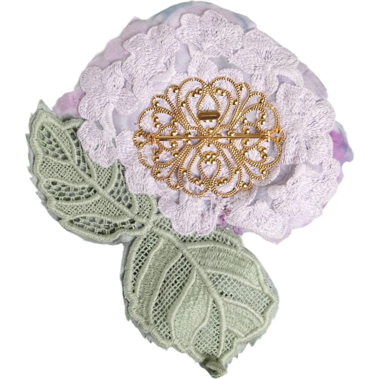 Dolce & Gabbana Multicolor Hydrangea Gold Brass Pin Brooch