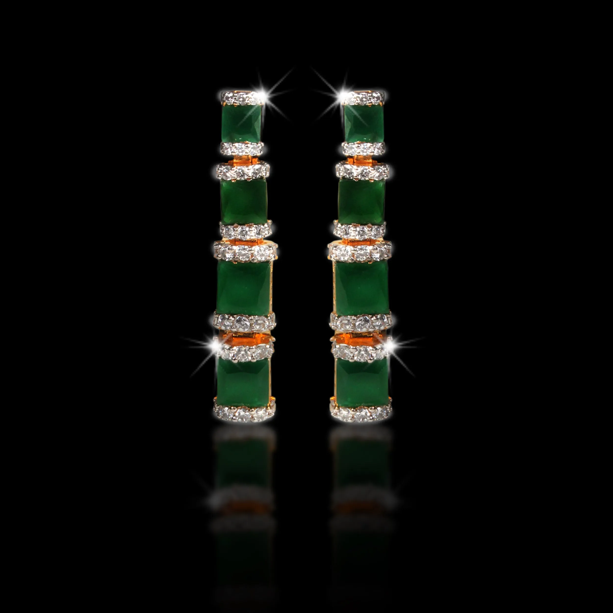 Earrings in Jade and Cubic Zircons