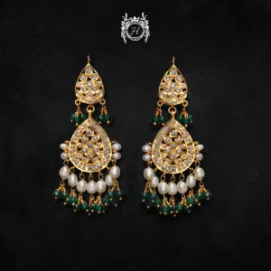 Earrings in Jade, Pearls and Kundan