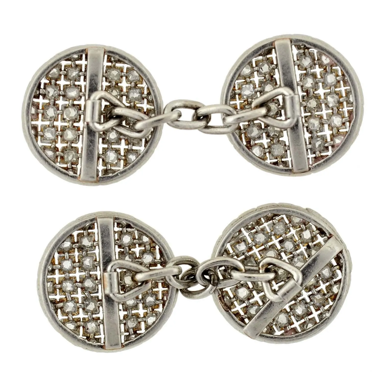 Edwardian Platinum & Rose Cut Diamond Cufflinks