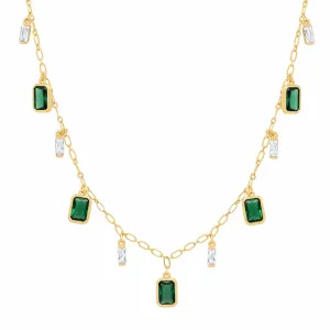 Emerald and CZ Dangle Necklace