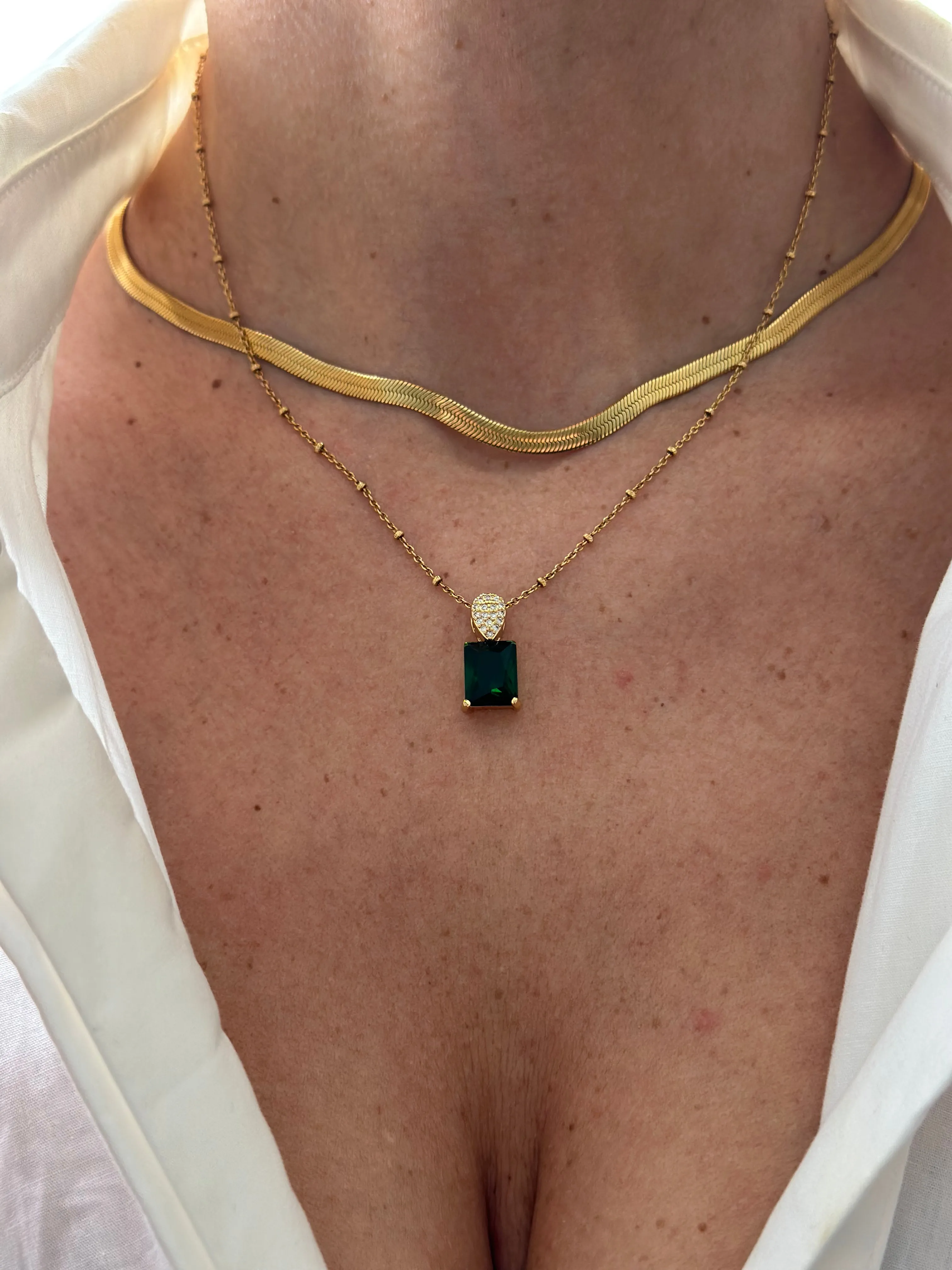 Emerald Baguette Necklace