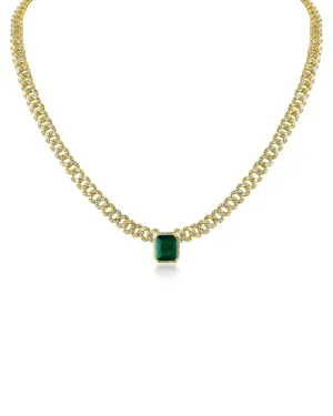 Emerald Center CZ Chain Necklace