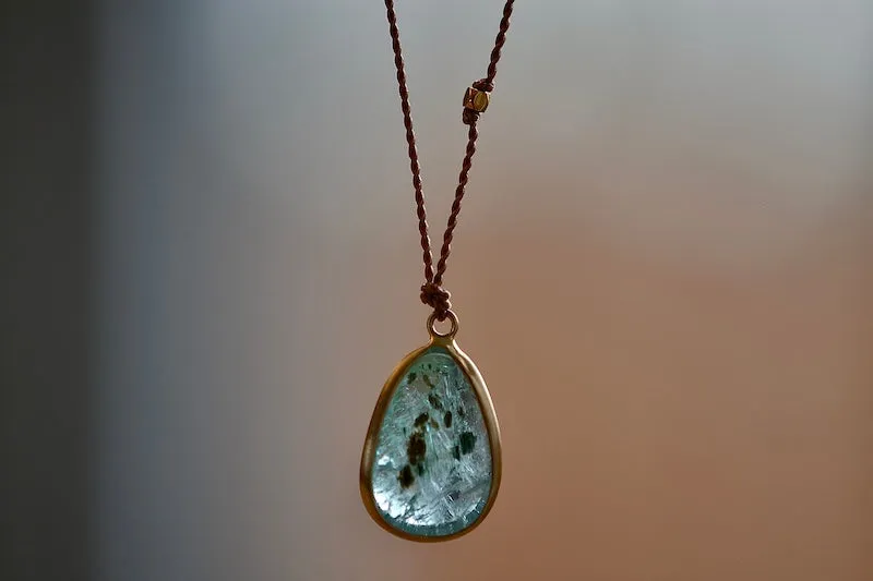 Emerald Pendant Necklace with Inclusions