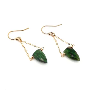 emerald trapeze chain drop earrings