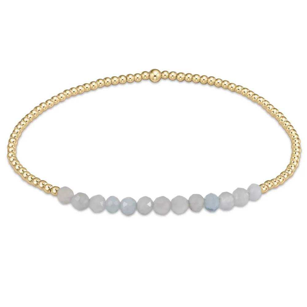 enewton 6.25" Gold Bliss Gemstone 2mm Bead Bracelet - Aquamarine