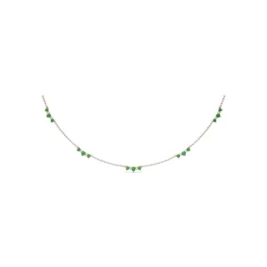 Fana Five Stone Emerald and Diamond Station Necklace