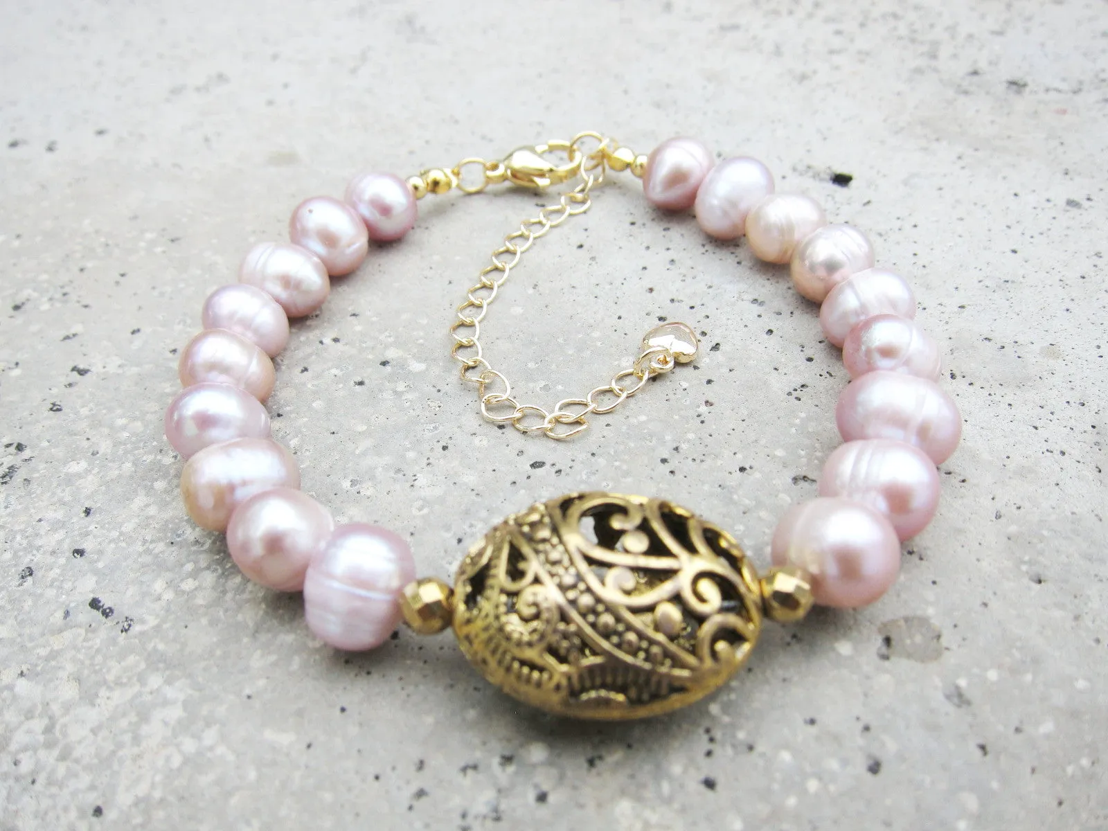 Freshwater Pink Baroque Pearl Bracelet - Balance, Fertility, Calming, Happiness