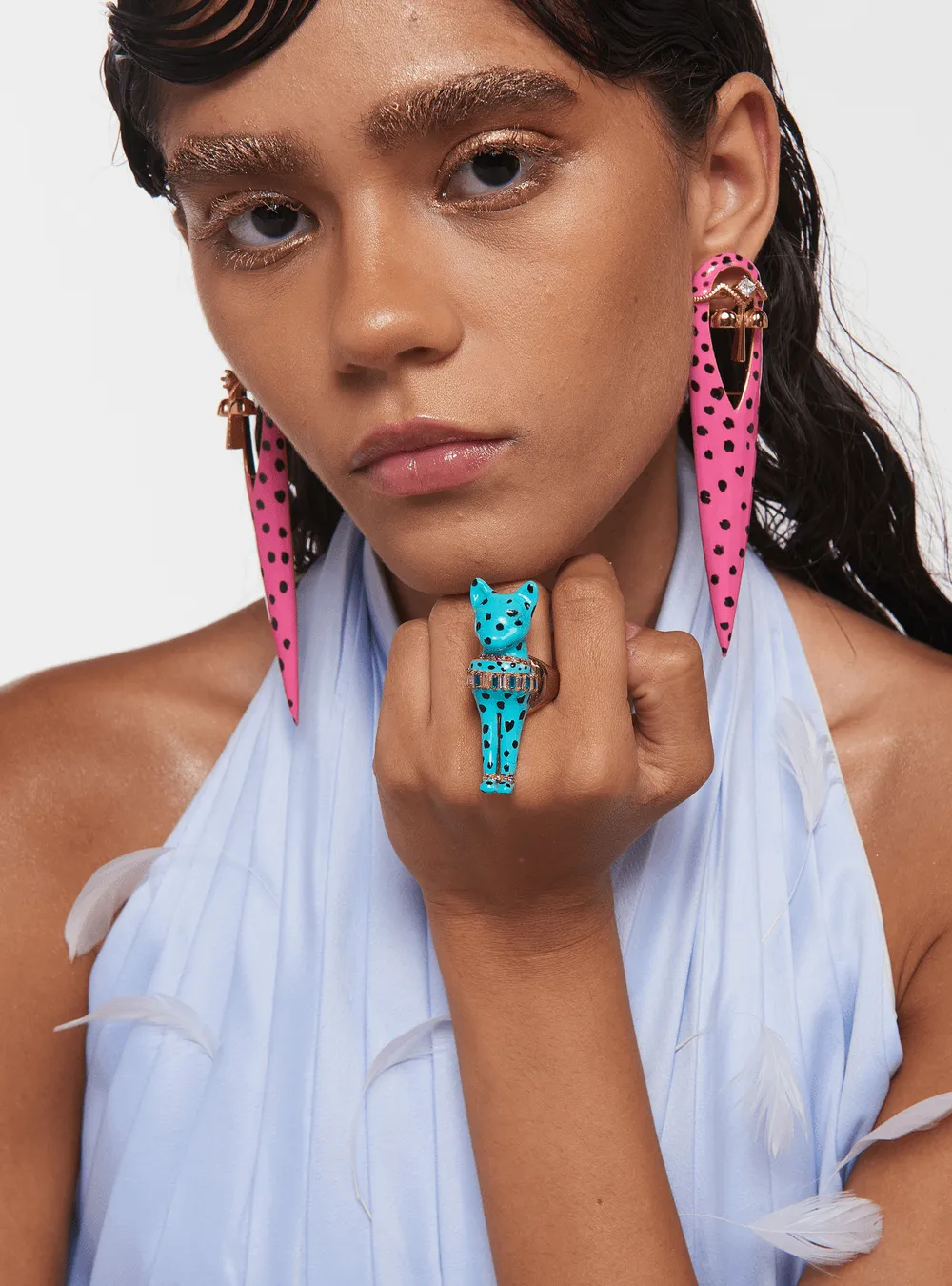 Gavi Spicule Pink Kaybug Earrings