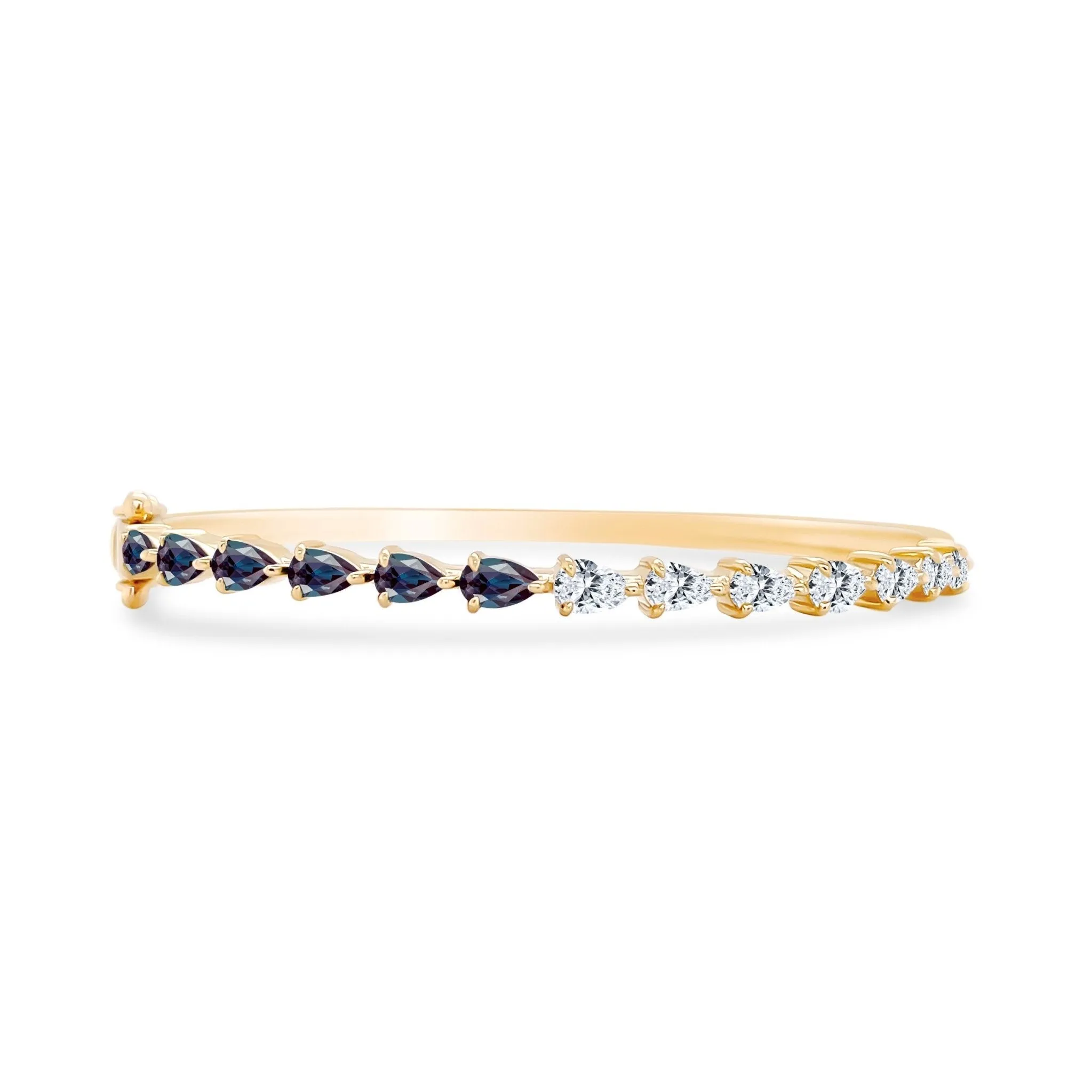 Gemstone & Diamond Chasing Pear Bangle