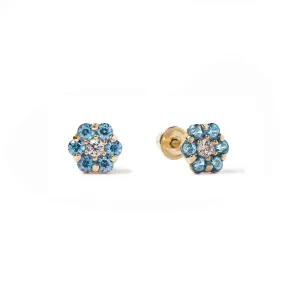 Gemstone Cluster Studs Blue Zircon