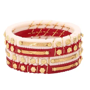 Gold Plated Acrylic Shakha Pola Bangle Set Pack of 4