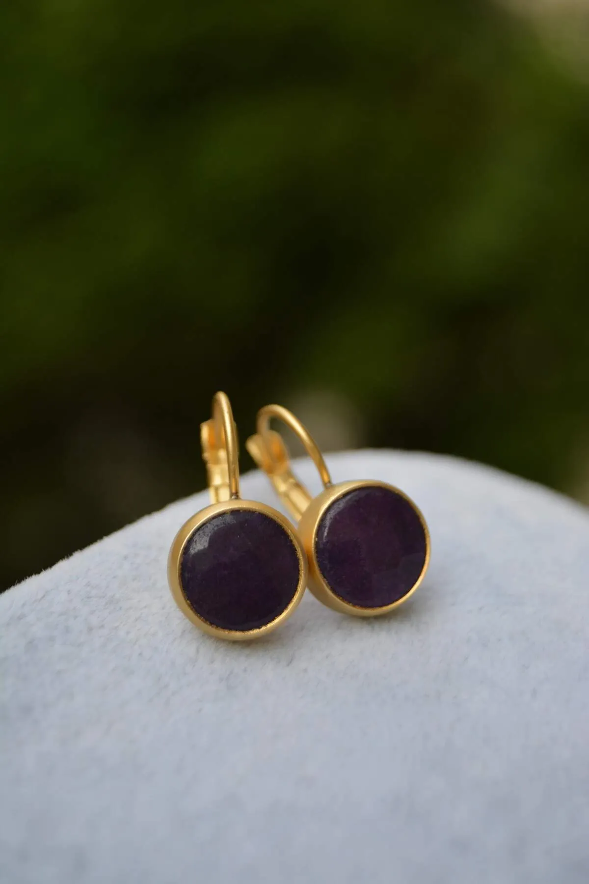 Gold Plated Black Jade Women's Earrings