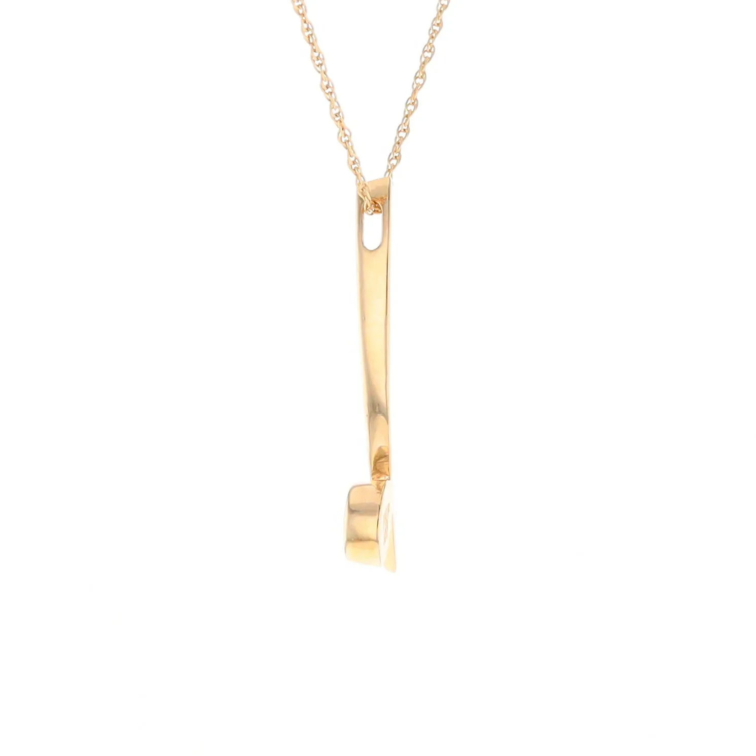 Gold Quartz Necklace Round Inlay Curved Bar Design Pendant