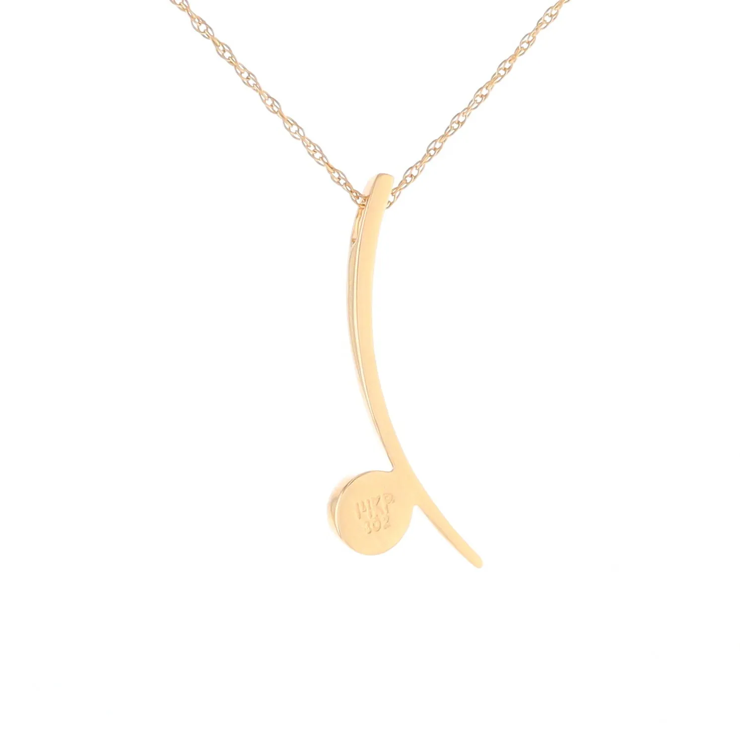 Gold Quartz Necklace Round Inlay Curved Bar Design Pendant