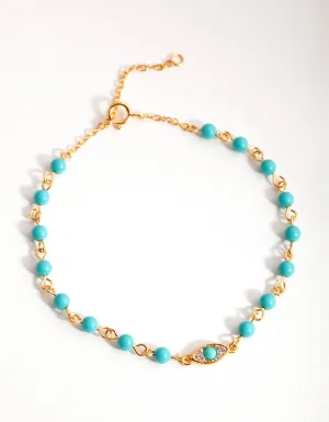 Gold Turquoise Evil Eye Bracelet