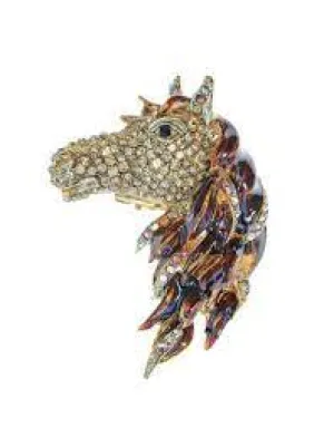 Golden Crystal Horse Hairclip & Brooch by Rosie fox