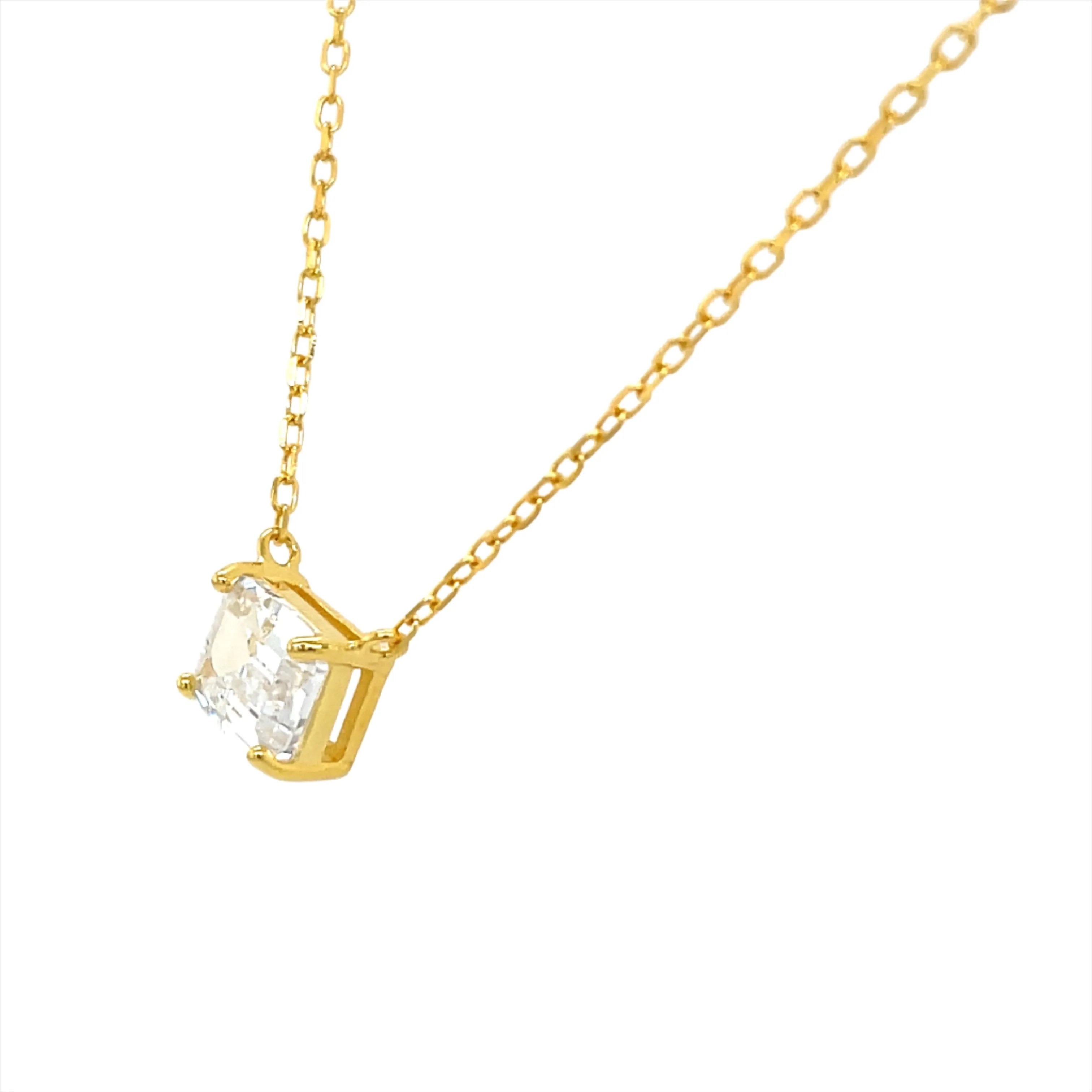 Golden Horizontal Emerald Cut Cz Pendant