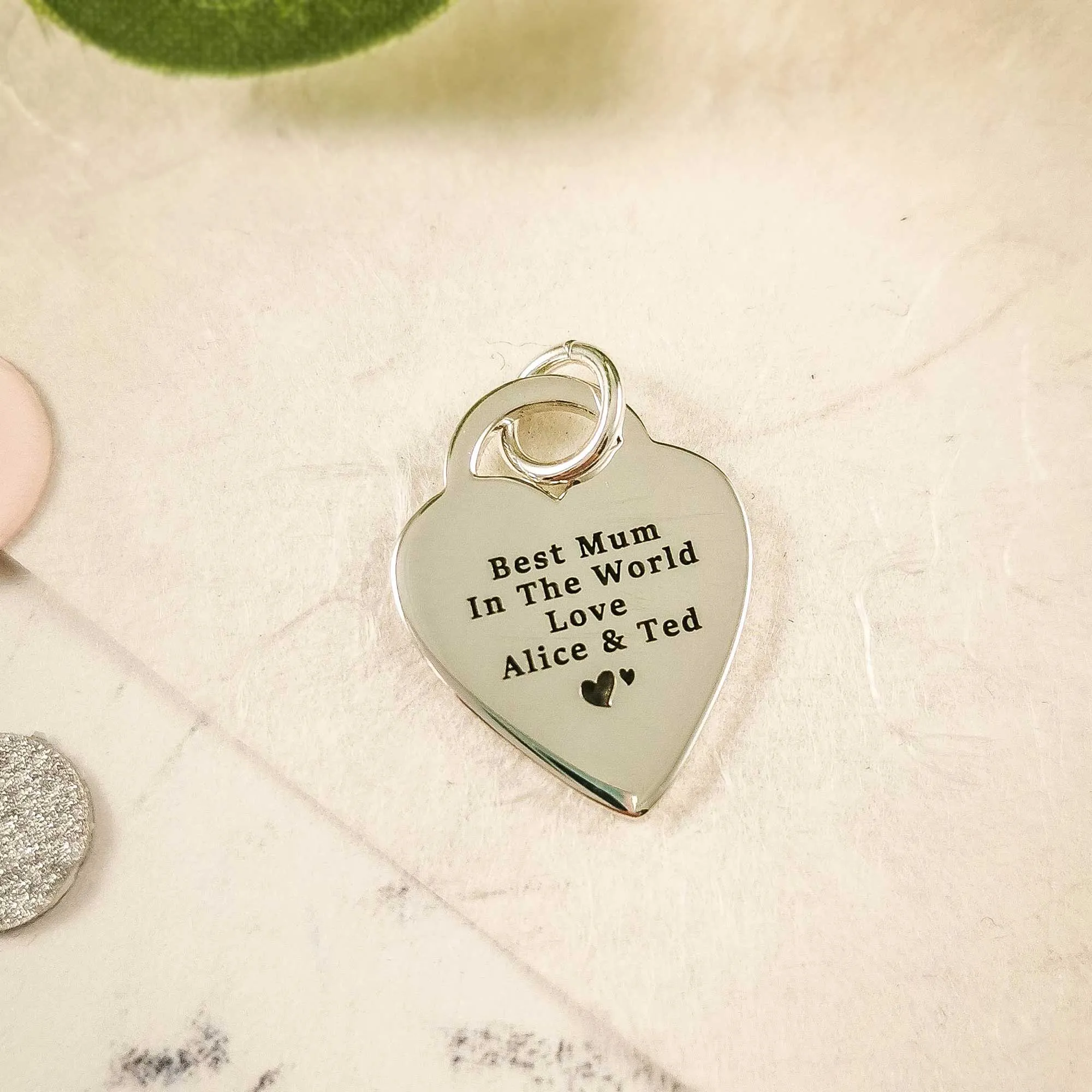 Heart Tag Personalised Silver Charm