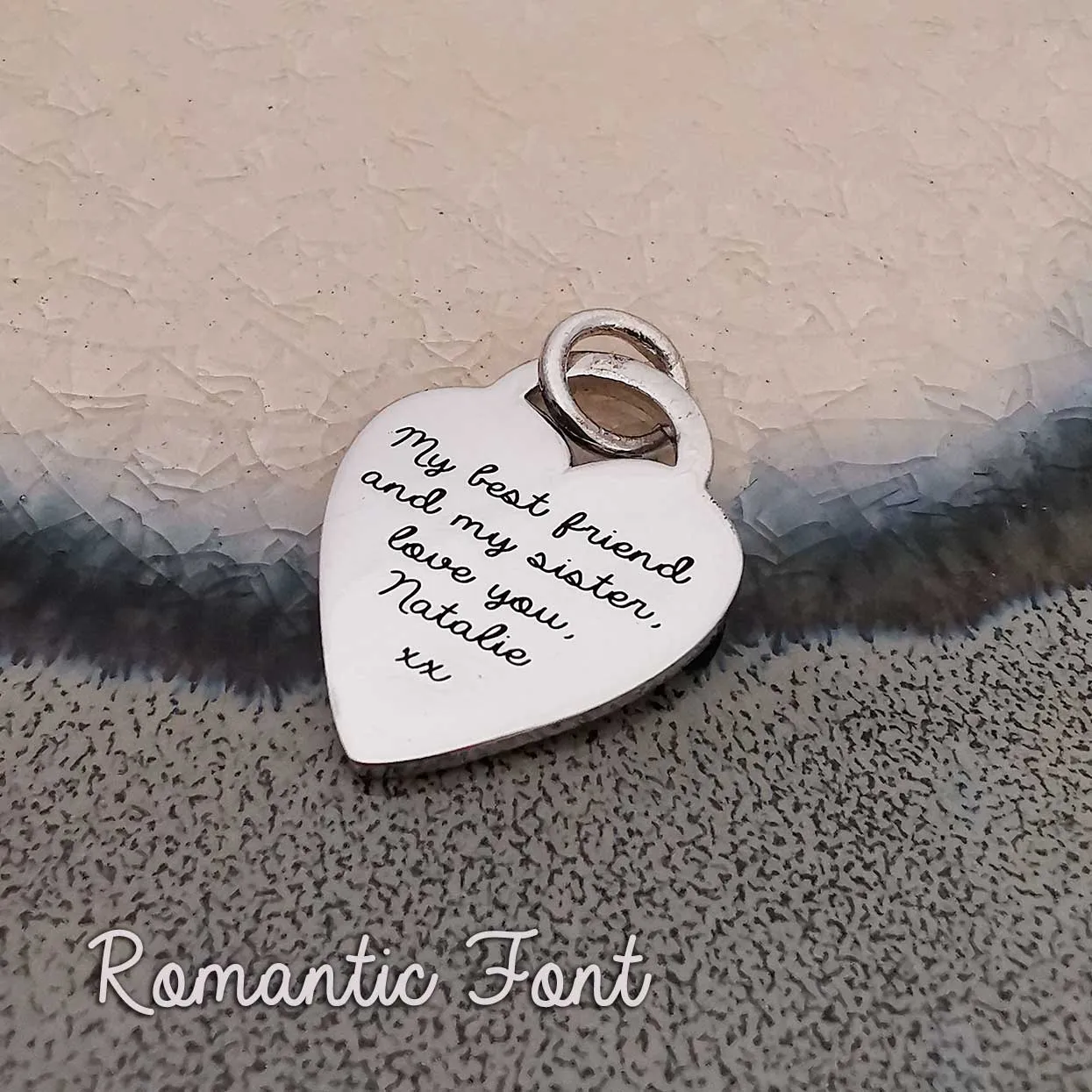 Heart Tag Personalised Silver Charm