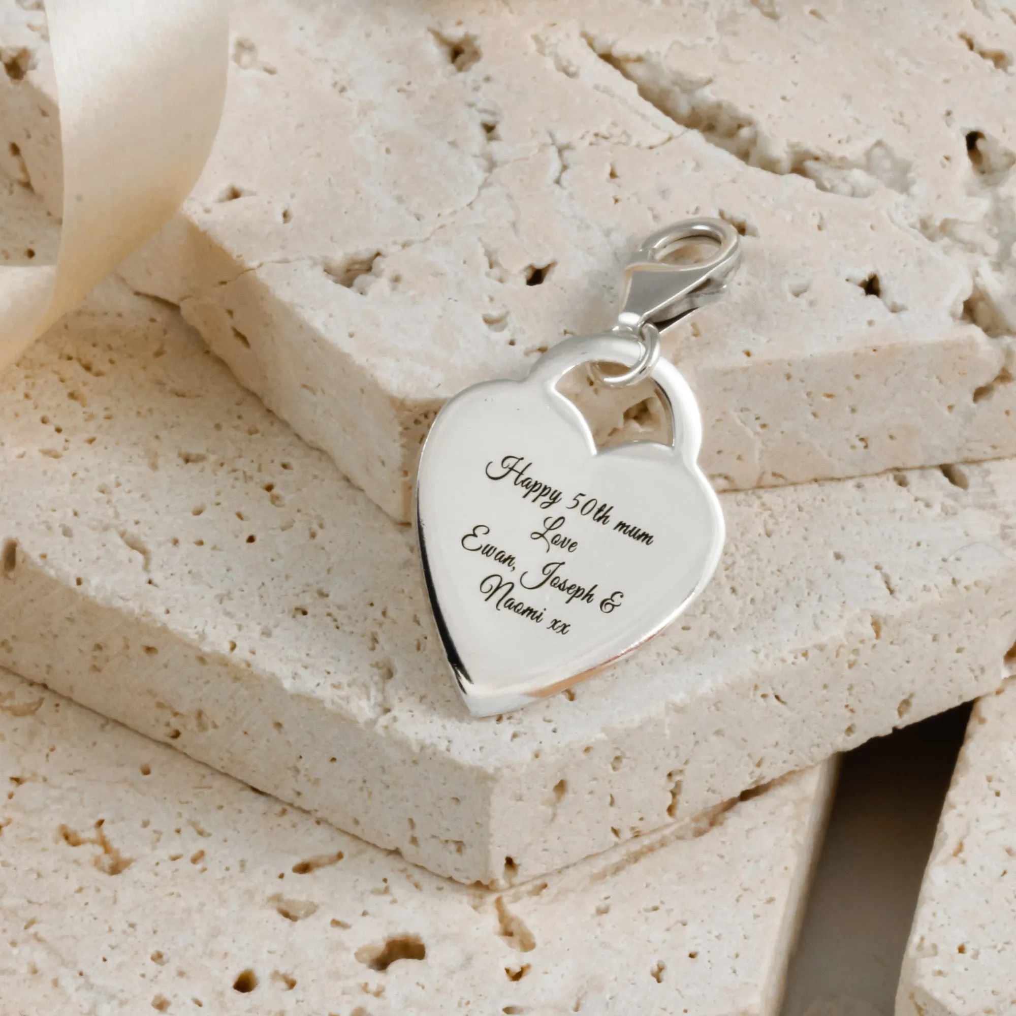 Heart Tag Personalised Silver Charm