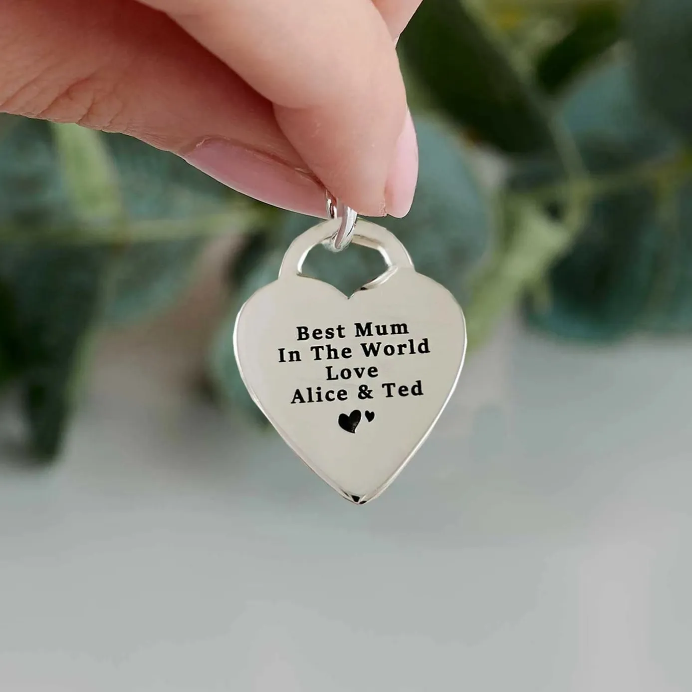 Heart Tag Personalised Silver Charm