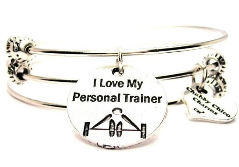 I Love My Personal Trainer Triple Style Expandable Bangle Bracelet