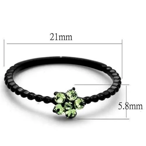 IP Black(Ion Plating) Stainless Steel Ring with Top Grade Crystal in Peridot for Women Style TK1739